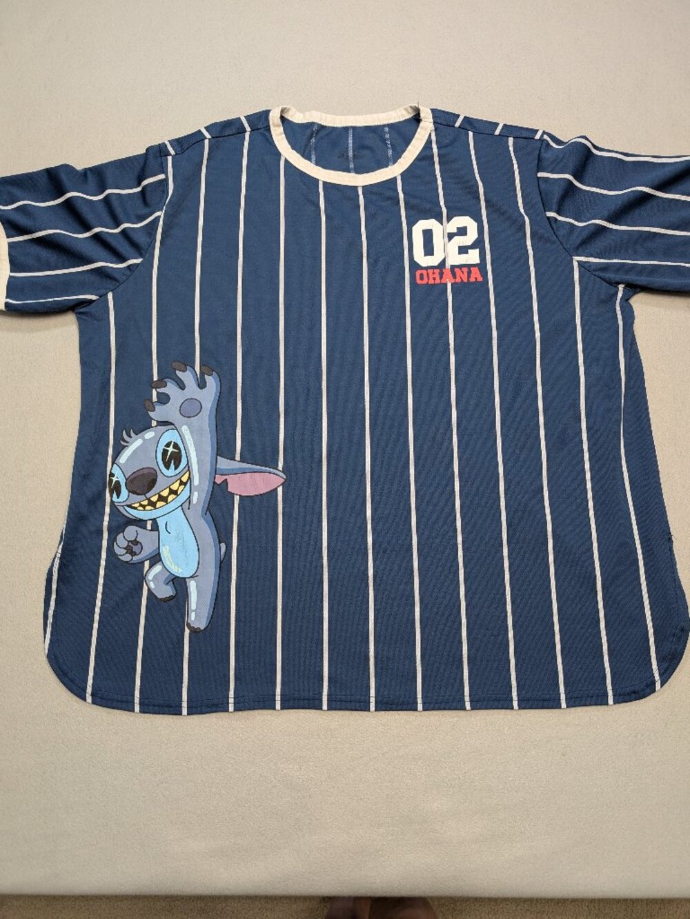 Disney Stitch Ohana Baseball Jersey Style Shirt Approx 2XL